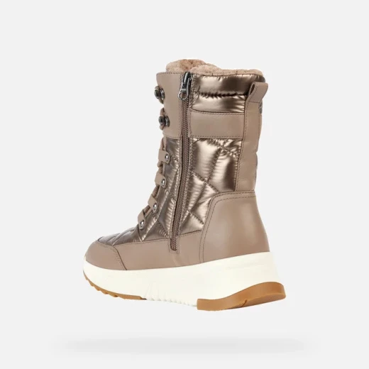 Geox Falena ABX Women's Waterproof Ankle Boots Brown Color Combination Nappa and Quilted Nylon Breathable Design Size 36 Outdoor and City Wear - Geox - Image 4