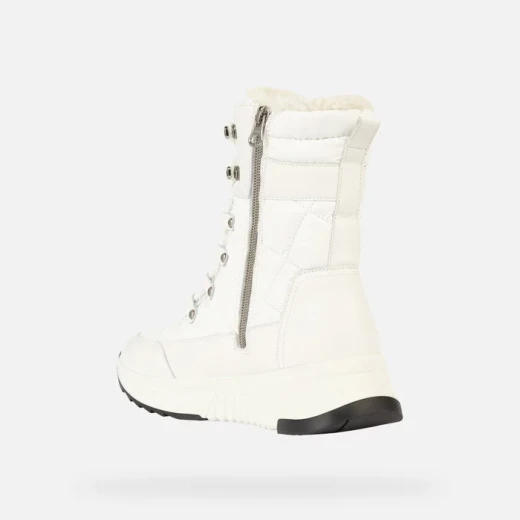 Geox Falena ABX Women's Waterproof Ankle Boots in White, Size 38. Breathable Design with Nappa Leather and Quilted Nylon Construction for Outdoor Comfort and Protection - Geox - Image 4