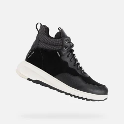 Geox Aerantis 4x4 ABX Woman Waterproof Ankle Boots Black Suede and Tumbled Leather Stylish Design Size 36 Breathable and Comfortable Winter Footwear for Women