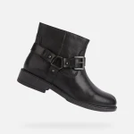Geox Catria Women's Ankle Boots Black Leather 37 Biker Style - Geox