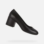Geox Eleana Woman's Court Shoe in Black Nappa Leather with Comfortable Block Heel, Versatile Design for Casual and Formal Outfits, Size 40, Breathable and Timeless Aesthetic - Geox