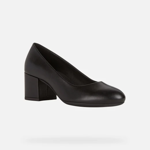 Geox Eleana Woman's Court Shoes Black Nappa Leather Block Heel Size 36 Comfortable Breathable Design - Geox - Image 3