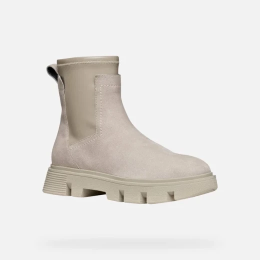 Geox Vilde Woman Beige Suede Boots with Stretchy Upper 41. Modern and Breathable Design with a Chunky Outsole for Everyday City Styling and Easy Goods Exchange. D26UAC.022KB.C5004 - Geox - Image 3