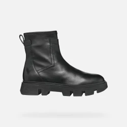 VILDE Woman Black Leather Ankle Boots 36 Breathable Lightweight Comfortable Modern Design Featuring Stretchy Tonal Material Chunky Outsole City Styling D26UAC.043KB.C9997