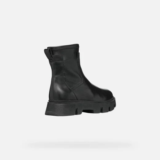 VILDE WOMAN Black Leather Ankle Boots with Breathable and Lightweight Design Featuring Tonal Stretch Material Mix and Chunky Outsole, Size 38, Item Code D26UAC.043KB.C9997 - Vilde - Image 5