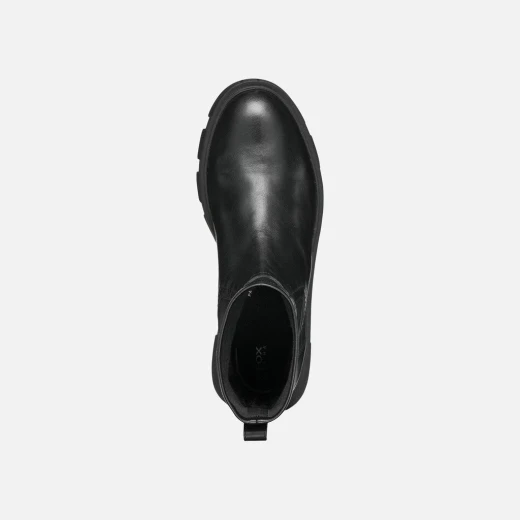 VILDE Woman Black Leather Ankle Boots 36 Breathable Lightweight Comfortable Modern Design Featuring Stretchy Tonal Material Chunky Outsole City Styling D26UAC.043KB.C9997 - Geox - Image 7