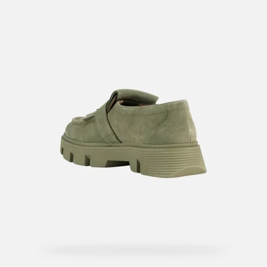 Geox Vilde Woman Pistachio Green Suede Loafers with Kiltie Fringe and Metal Buckle Detail, Size 36, Contemporary Urban Style - Geox - Image 4