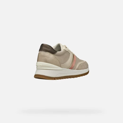 Desya Woman Sneakers Light Taupe 39 Lightweight Breathable Casual Shoes Shiny Fabric Leather Effect Everyday Wear Comfortable Design Sporty Aesthetic For Women - Geox - Image 10