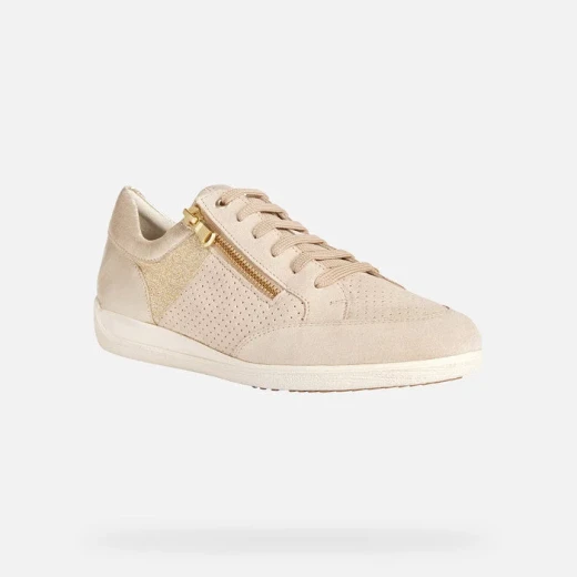 Geox Myria Woman Sneakers Light Taupe Suede And Metallic Leather Upper Comfortable And Breathable 38 Casual Athleisurewear Fast Delivery Easy Exchange - Geox - Image 3