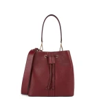 Andrenne Bordeaux Leather Bucket Bag for Women, Handheld or Shoulder, 27cm - Geox