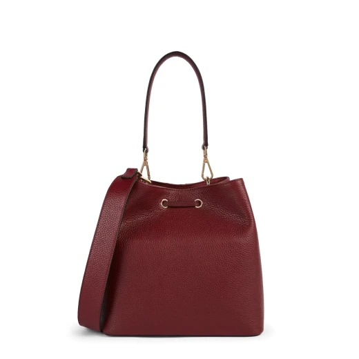 Andrenne Bordeaux Leather Bucket Bag for Women, Handheld or Shoulder, 27cm - Geox - Image 5