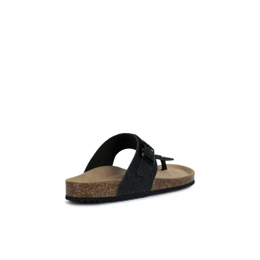 Geox Brionia Women's Thong Sandals Black Metallic Leather Size 37 Breathable Anatomic Outsole Comfortable Stylish Summertime Footwear for City Dressing and Holiday Ensembles - Geox - Image 4