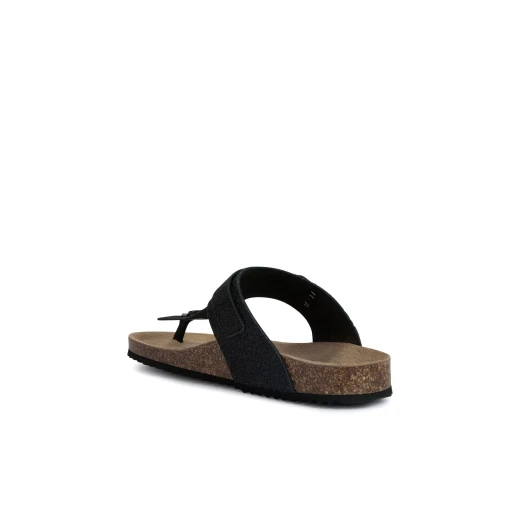 Geox Brionia Women's Thong Sandals Black Metallic Leather Size 37 Breathable Anatomic Outsole Comfortable Stylish Summertime Footwear for City Dressing and Holiday Ensembles - Geox - Image 5
