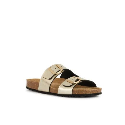 Geox Brionia Woman's Sandals Gold Metallic Leather Effect 36 Designed For Ultimate Comfort And Breathability Perfect For Warm Weather City Wear With Contemporary Style - Geox - Image 6