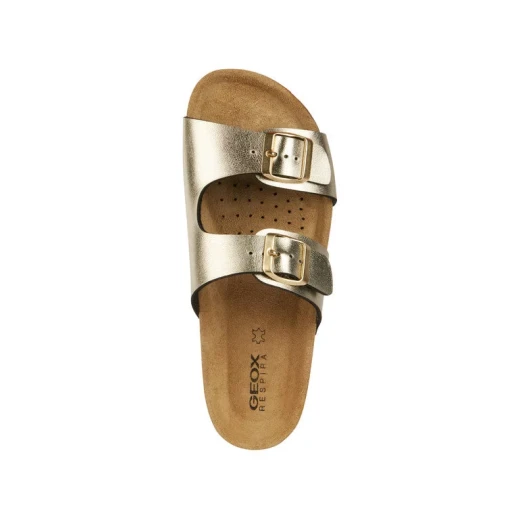 Geox Brionia Woman's Sandals Gold Metallic Leather Effect 36 Designed For Ultimate Comfort And Breathability Perfect For Warm Weather City Wear With Contemporary Style - Geox - Image 9