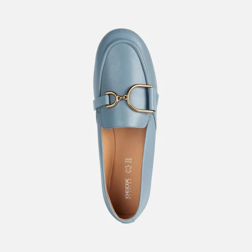 Geox Palmaria Woman Loafer Light Blue Nappa Leather Breathable Lightweight Urban Style Buckle Detail Summer 37 Comfortable Casual Shoes Fast Delivery Easy Exchange - Image 5