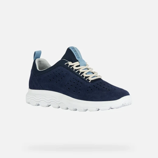 Geox Spherica Woman Navy Sneakers: Size 37 Low Cut Urban Shoes with Suede and Mesh Upper. Features Hi Tech Outsole for All Day Comfort and Cushioning. D35NUA.02214.C4002 - Geox - Image 3
