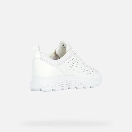 Geox Spherica Woman's Low Cut Sneakers White Nappa Leather & Mesh Upper Cushioned Outsole Size 37 Urban Style - Geox - Image 4