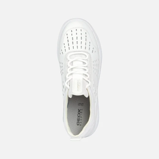 Geox Spherica Woman's Low Cut Sneakers White Nappa Leather & Mesh Upper Cushioned Outsole Size 37 Urban Style - Geox - Image 5