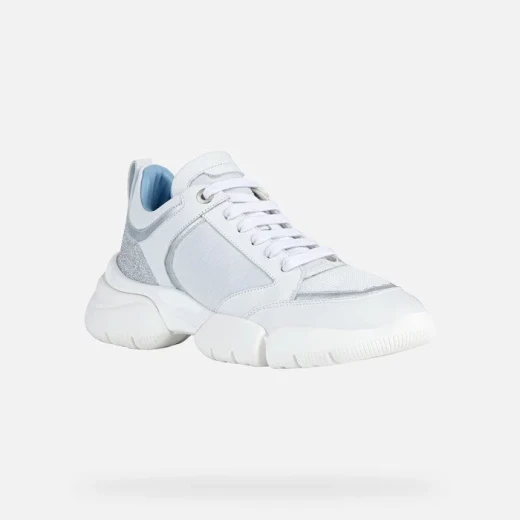 Geox Adacter W Woman White Sneakers Breathable Mesh Nappa Leather Sporty Design Comfortable Casual Shoes Size 39 Stylish Everyday Wear Fast Delivery Easy Exchange - Geox - Image 3