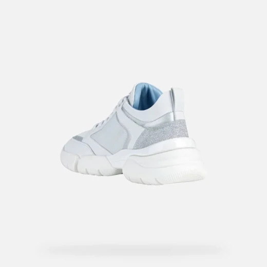 Geox Adacter W Woman White Sneakers Breathable Mesh Nappa Leather Sporty Design Comfortable Casual Shoes Size 39 Stylish Everyday Wear Fast Delivery Easy Exchange - Geox - Image 4