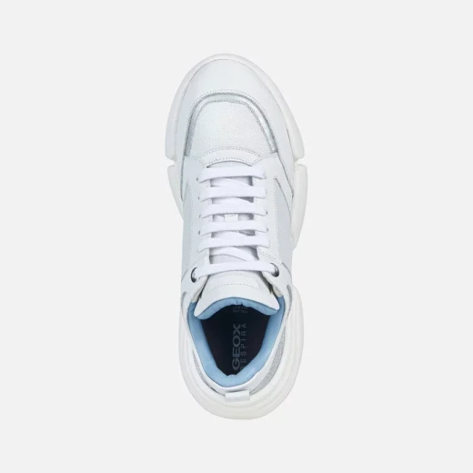 Geox Adacter W Woman White Sneakers Breathable Mesh Nappa Leather Sporty Design Comfortable Casual Shoes Size 39 Stylish Everyday Wear Fast Delivery Easy Exchange - Geox - Image 5