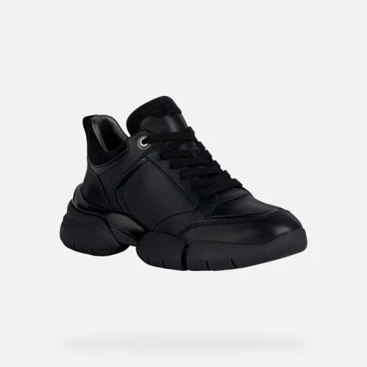 Geox Adacter W Woman Black Sneakers Leather Suede Breathable Flexible Design for Women Size 37 Comfortable Casual Shoes Excellent Grip on Uneven Terrain Modern Style - Geox - Image 3