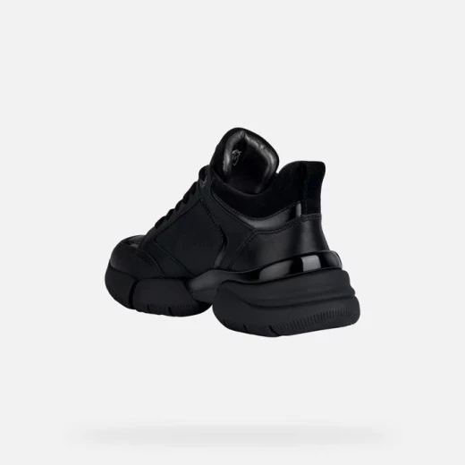 Geox Adacter W Woman Black Sneakers Leather Suede Breathable Flexible Design for Women Size 37 Comfortable Casual Shoes Excellent Grip on Uneven Terrain Modern Style - Geox - Image 4