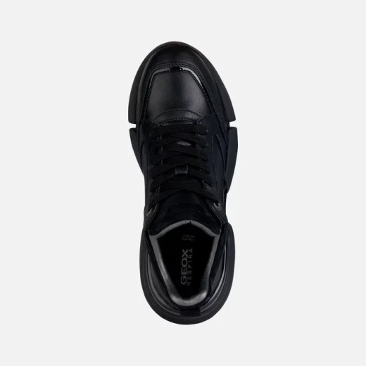 Geox Adacter W Woman Black Sneakers Leather Suede Breathable Flexible Design for Women Size 37 Comfortable Casual Shoes Excellent Grip on Uneven Terrain Modern Style - Geox - Image 5