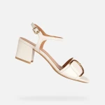 Geox New Eraklia 50 Woman Sandals Off White Nappa Leather 36 Block Heel Comfortable Breathable Elegant Design Perfect For Everyday Wear Easy Goods Exchange Fast Delivery - Geox