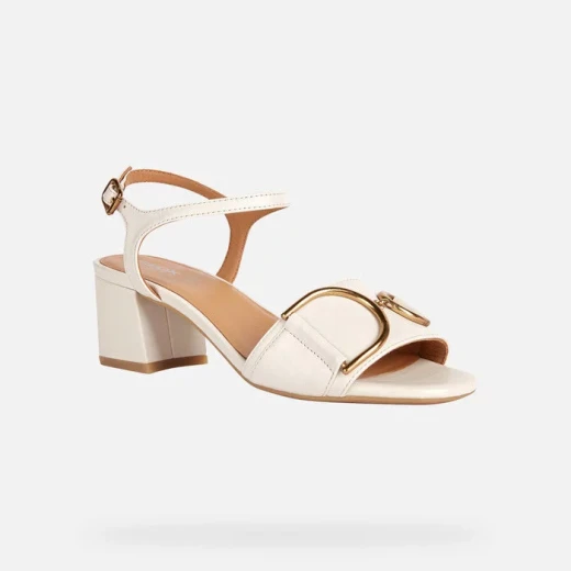 Geox New Eraklia 50 Woman Sandals Off White Nappa Leather 36 Block Heel Comfortable Breathable Elegant Design Perfect For Everyday Wear Easy Goods Exchange Fast Delivery - Geox - Image 3