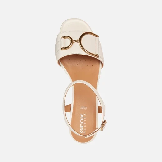 Geox New Eraklia 50 Woman Sandals Off White Nappa Leather 36 Block Heel Comfortable Breathable Elegant Design Perfect For Everyday Wear Easy Goods Exchange Fast Delivery - Geox - Image 5