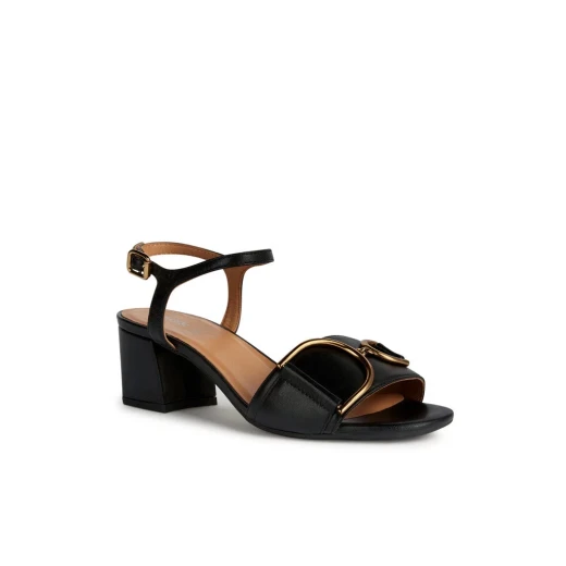 Geox Woman New Eraklia 50 Black Sandals for Women Stylish Leather Block Heel Design Comfortable and Breathable Perfect for Everyday Wear Size 38 - Image 3