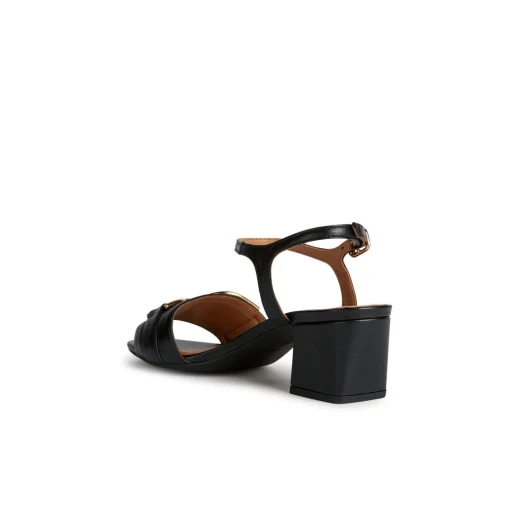 Geox Woman New Eraklia 50 Black Sandals for Women Stylish Leather Block Heel Design Comfortable and Breathable Perfect for Everyday Wear Size 38 - Image 4