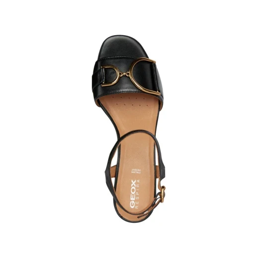 Geox Woman New Eraklia 50 Black Sandals for Women Stylish Leather Block Heel Shoes Size 36 Comfortable Breathable Design Perfect for Everyday Wear Elegant and Sleek Design - Geox - Image 6