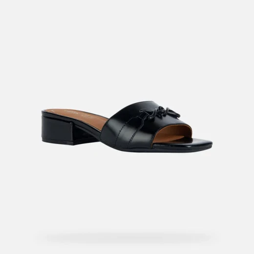 Geox Genziana 30 Woman Sandals Black Leather Size 37 Breathable Comfortable Summer Footwear Low Heel Easy Entry Classic Design Understated Detail Fast Delivery Easy Exchange - Geox - Image 3