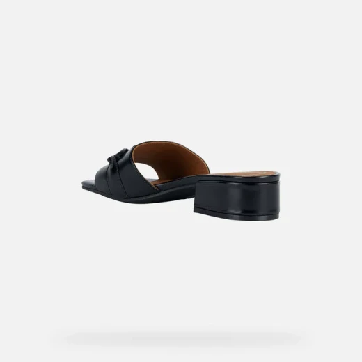 Geox Genziana 30 Woman Sandals Black Leather Size 37 Breathable Comfortable Summer Footwear Low Heel Easy Entry Classic Design Understated Detail Fast Delivery Easy Exchange - Geox - Image 4