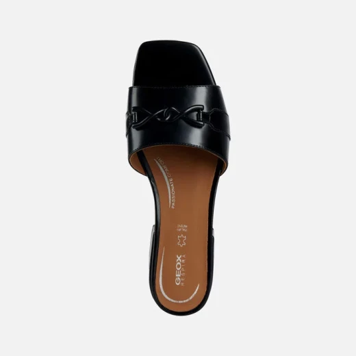Geox Genziana 30 Woman Sandals Black Leather Size 37 Breathable Comfortable Summer Footwear Low Heel Easy Entry Classic Design Understated Detail Fast Delivery Easy Exchange - Geox - Image 5