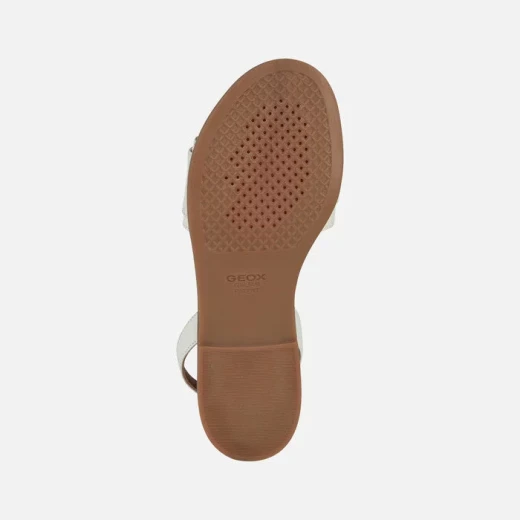 Geox Naileen Women's Off White Flat Sandals with Metal Buckle, Breathable Nappa Leather, Urban Style for City Living, Sizes Available 36, Summertime Essentials - Geox - Image 6