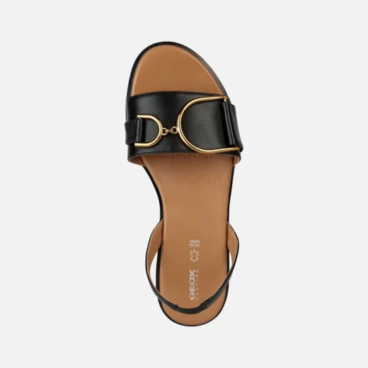 Geox Naileen Woman's Black Nappa Leather Flat Sandals with Metal Buckle Detail Size 39: Breathable Summer Footwear for Urban Women Comfortable for City Living and Weekend Errands - Geox - Image 5