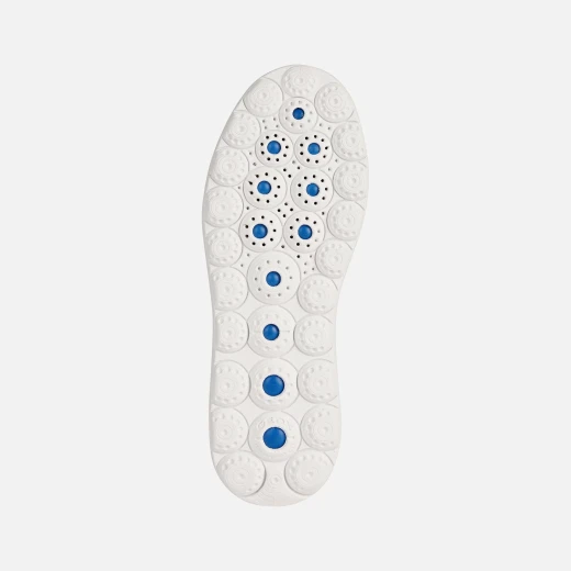 حذاء رياضي نسائي Geox Spherica EC4.1 أبيض جلد مقاس 37 مزين بتفاصيل فضية معدنية ونعل مريح للمشي في المدينة مع أحجار كريمة لامعة - جيوكس - Image 6
