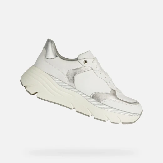 Geox Diamanta Women's Sneakers White Nappa Leather 40 Breathable Shoes - Geox - Image 2