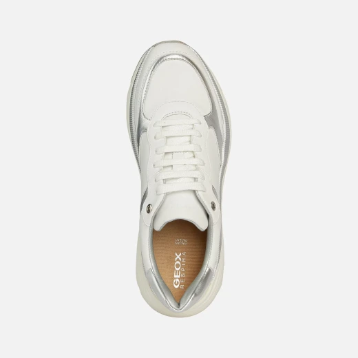 Geox Diamanta Women's Sneakers White Nappa Leather Upper Breathable Casual Running Style with Metallic Accents Comfortable Footwear Size 41 EU Fast Delivery Easy Exchange - Geox - Image 5
