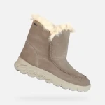 Geox Spherica 4X4 ABX Woman Ankle Boots Size 36 Sand Color Suede Upper Faux Fur Trim Breathable Comfortable Cushioned Outsole Winter Weather Women's Boots - Geox