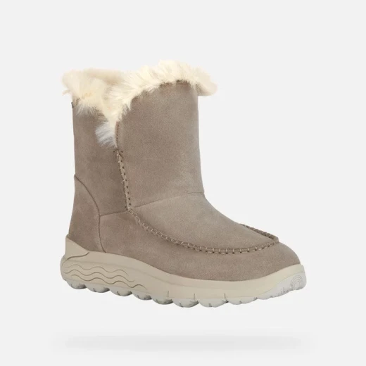 Geox Spherica 4X4 ABX Woman Ankle Boots Size 36 Sand Color Suede Upper Faux Fur Trim Breathable Comfortable Cushioned Outsole Winter Weather Women's Boots - Geox - Image 3
