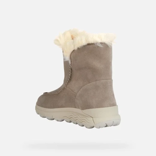 Geox Spherica 4X4 ABX Woman Ankle Boots Size 36 Sand Color Suede Upper Faux Fur Trim Breathable Comfortable Cushioned Outsole Winter Weather Women's Boots - Geox - Image 4