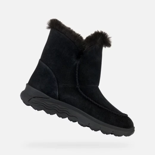 Geox Spherica 4x4 ABX Women's Ankle Boots Black Suede Faux Fur Trim Waterproof Breathable Comfortable Winter Boots Size 37 - Geox - Image 2
