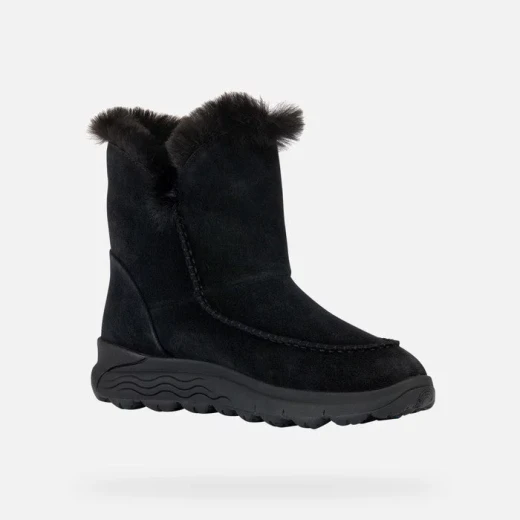 Geox Spherica 4x4 ABX Women's Ankle Boots Black Suede Faux Fur Trim Waterproof Breathable Comfortable Winter Boots Size 37 - Geox - Image 3