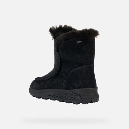 Geox Spherica 4x4 ABX Women's Ankle Boots Black Suede Faux Fur Trim Waterproof Breathable Comfortable Winter Boots Size 37 - Geox - Image 4