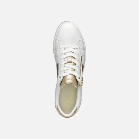 Blomiee Woman's Casual Low Cut Sneakers in White, Crafted with Leather Effect and Suede, Featuring Side Zip Closure for Comfort. Size 39. - Geox - Image 11